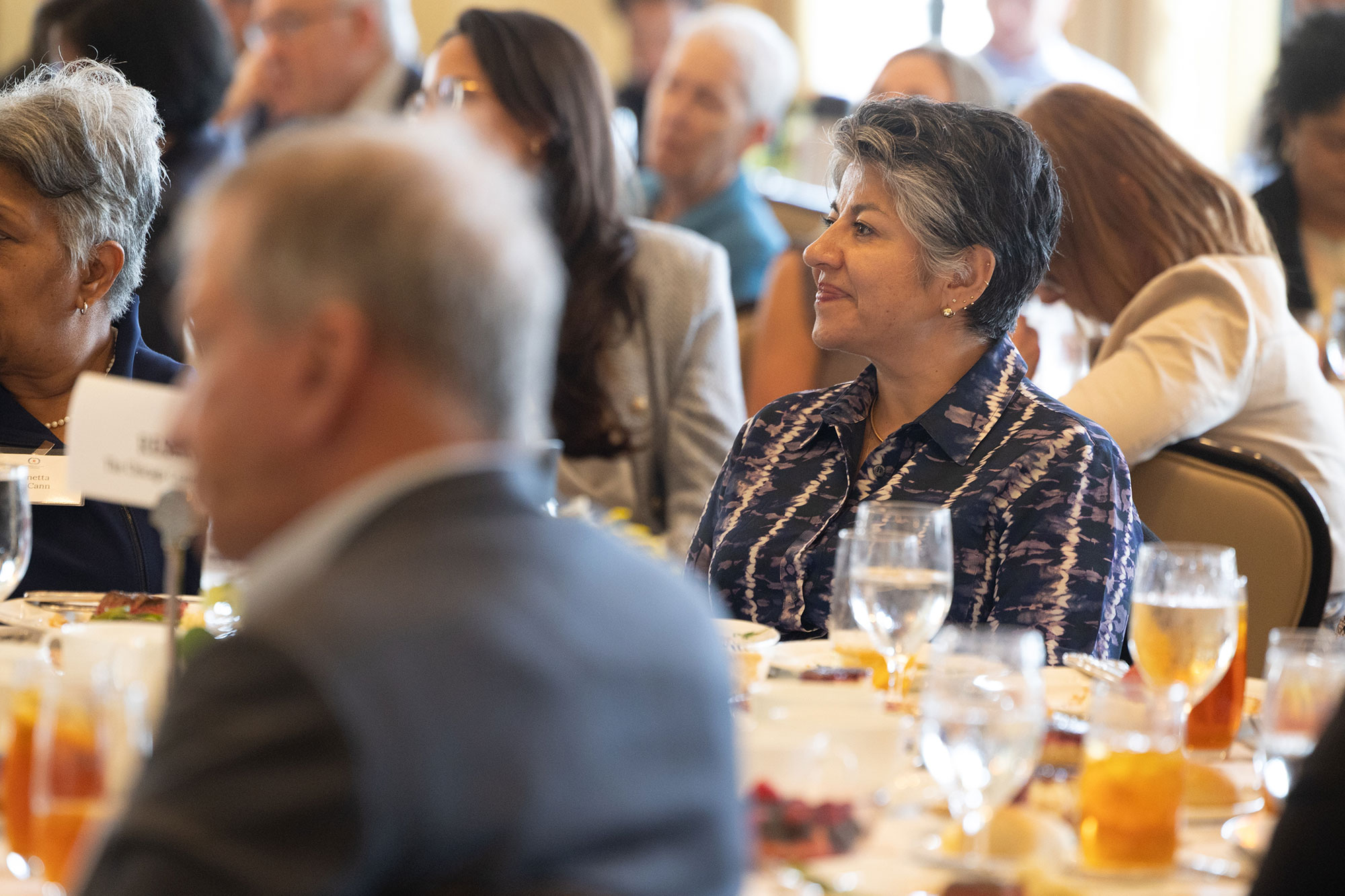A person listening in the audience